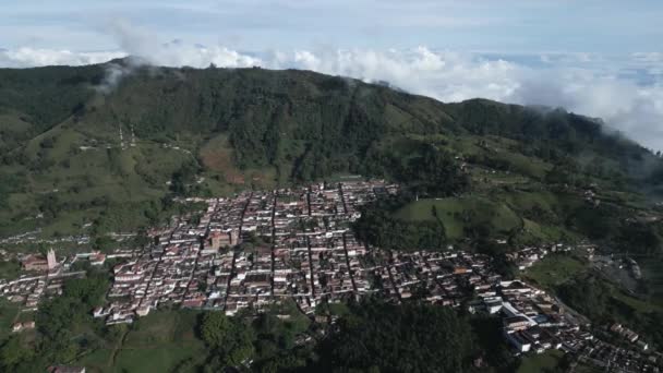 Drönare Flyga Över Jerico Liten Stad Antioquia Departement Medellin Colombia — Stockvideo