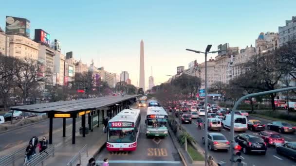 Les Bus Traversent Les Voies Bus Pendant Les Heures Pointe — Video