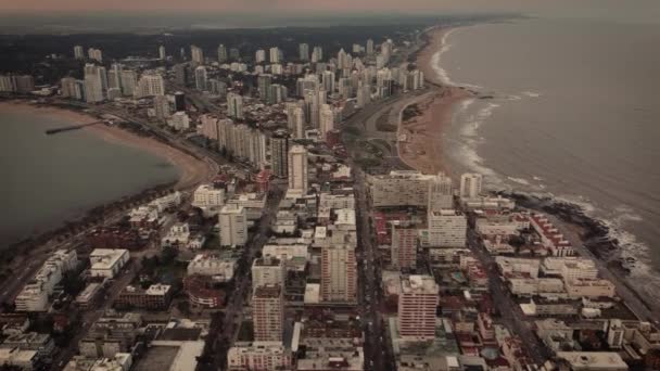 High Aerial Overall View Punta Del Este City Beach Uruguay — Stock Video