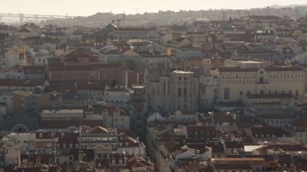 Elevador Santa Justa Região Centro Lisboa Durante Pôr Sol — Vídeo de Stock