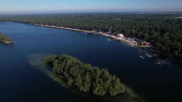 Insel Und Halbinsel Antenne Mit Holländischer Seenlandschaft Bei Sonnenaufgang Natürliche — Stockvideo