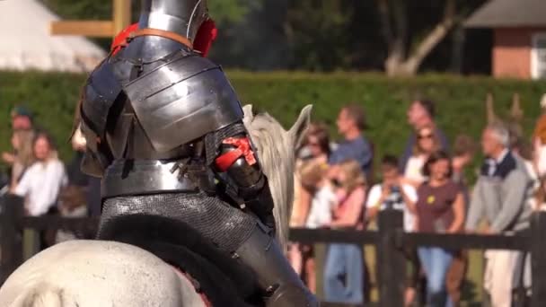 Knight Horse Jousting Getting Lance Squire Medieval Event — Stock Video