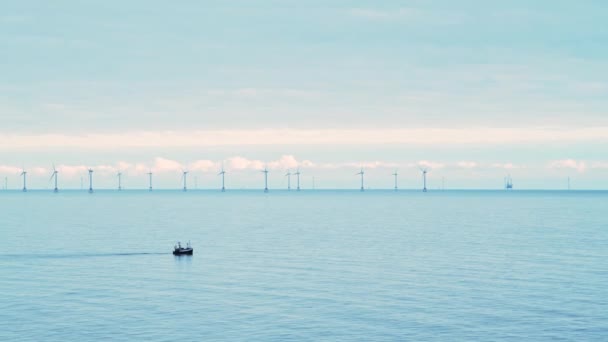 Offshore Wind Farm Wind Energy Power Plant Sustainable Renewable Energy — ストック動画