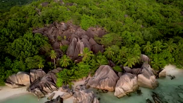 Boulders Costa Digue Island Seychelles — Vídeos de Stock
