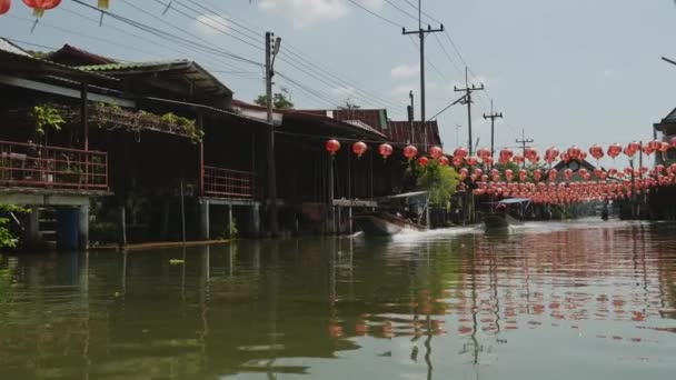 Damnoen Saduak Floating Market Bangkok Thailand Tourist Boat Trip Tour — Video Stock