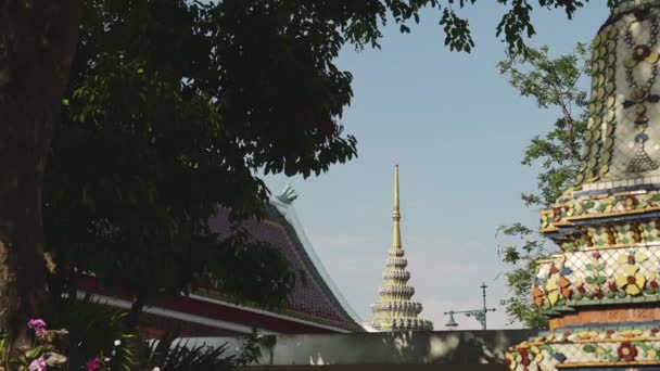 Bangkok Tempel Thailand Tempel Van Liggende Boeddha Een Mooi Boeddhistisch — Stockvideo