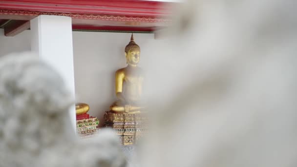 Thailand Gold Buddha Buddhist Statue Beautiful Bangkok Temple Wat Pho — Stock video