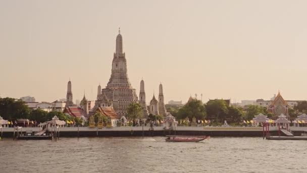 Thailand Bangkok Sunset River City Scene Tourist Boat Trip Water — 图库视频影像