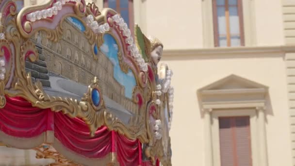 Ozdobione Detale Szczycie Karuzeli Karuzela Karuzela Wirująca Placu Florencji — Wideo stockowe