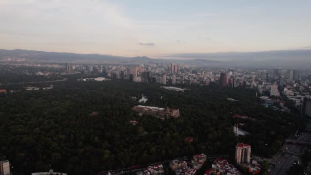 Luchtfoto Rond Het Park Het Castillo Chapultepec Kasteel Van Mexico — Stockvideo
