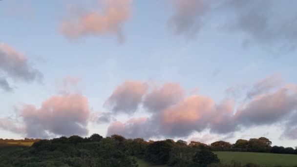 Fast Moving Sunset Timelapse Hyperlapse Golden Hour Clouds Trees Fields — Vídeo de Stock