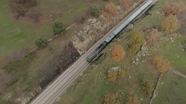 Vue Aérienne Locomotive Très Célèbre Appelée Philippe Qui Voyage Madrid — Video