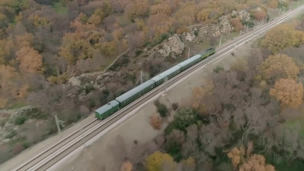 Vue Aérienne Accélérée Locomotive Philip Voyageant Travers Campagne Espagnole — Video