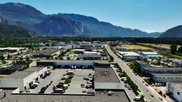 Distretto Industriale Della Città Squamish Columbia Britannica Canada Ripresa Aerea — Video Stock