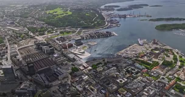 Oslo Norveç V31 Sinemasal Açıdan Yüksek Açılı Kuş Bakışı Insansız — Stok video
