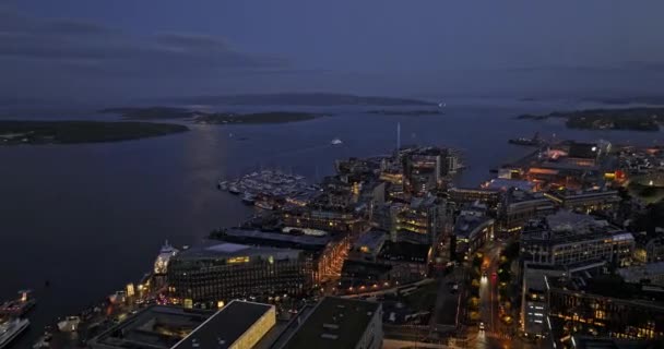 Oslo Norvégia V56 Alacsony Szintű Drón Felüljáró Aker Brygge Tjuvholmen — Stock videók
