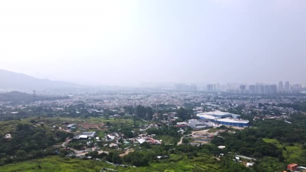 Smoggy Conditions Luchtvervuiling Yuen Long Facing China Hong Kong Vanuit — Stockvideo