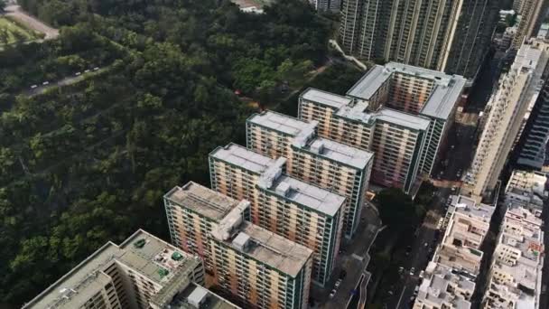 Luftaufnahme Von Lok Man Sun Chuen Sozialwohnungen Den 1970Er Jahren — Stockvideo