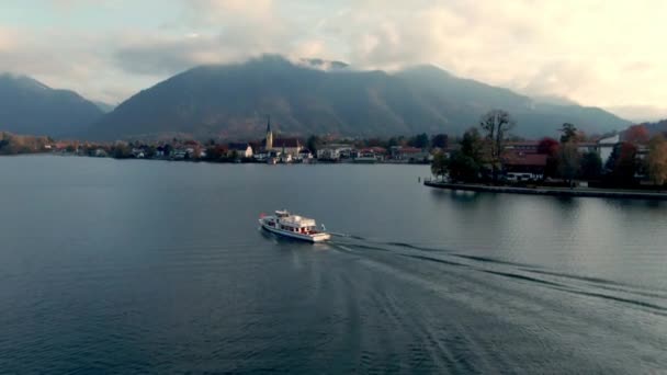 Peisaj Aerian Vedere Lac Feribot Oraș Lateral Lac Germania Timpul — Videoclip de stoc