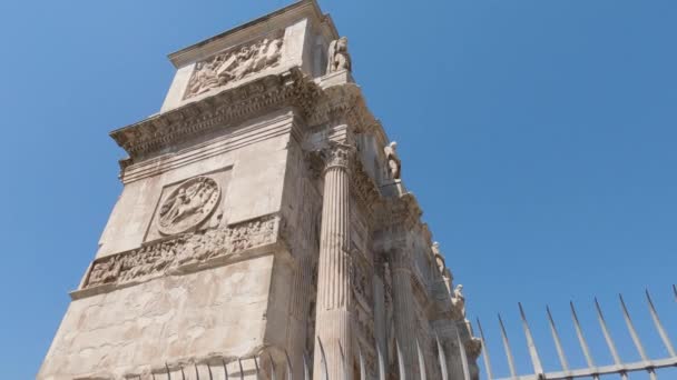 Mira Hacia Arriba Del Arco Triunfal Constantino Roma Italia Hermosos — Vídeo de stock
