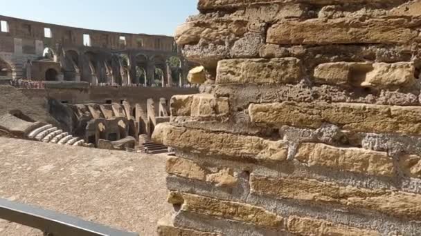 Odhalte Zdí Gladiátorské Arény Turisté Navštíví Slavné Římské Císařství Koloseum — Stock video
