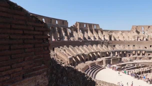 Güneşli Bir Günde Kolezyum Roma Talya Ziyaret Edenler Döndürme Çekimi — Stok video