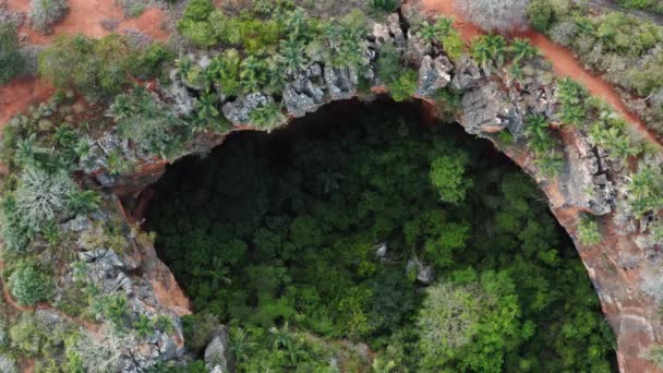Aerial Drone Top Bird Eye Medium Shot Lapa Doce Cave — Vídeo de Stock