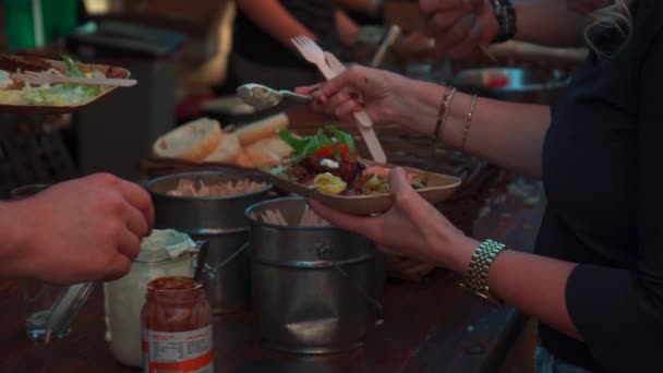 Mic Festival Streetfood Într Oraș Olandez Împușcat Mișcare Lentă — Videoclip de stoc