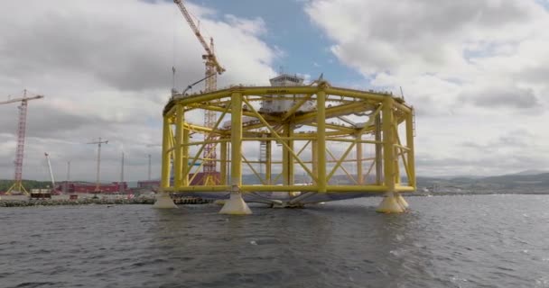 Ocean Farm Primo Allevamento Ittico Offshore Mondo Norvegia Tiro Aereo — Video Stock