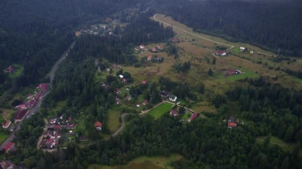 Romanya Nın Brasov Kenti Predeal Muhteşem Ormanlarının Üzerindeki Alçak Bulutları — Stok video