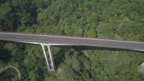 Tilt Pergeseran Udara Melihat Bawah Jembatan Tukad Bangkung Jembatan Bali — Stok Video