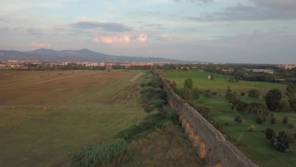 Survol Aérien Ancienne Ruine Aqueduc Romain Claudio Rome Italie — Video