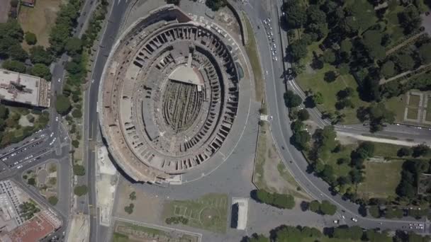 Recht Naar Beneden Antenne Van Het Romeinse Colosseum Parco Del — Stockvideo