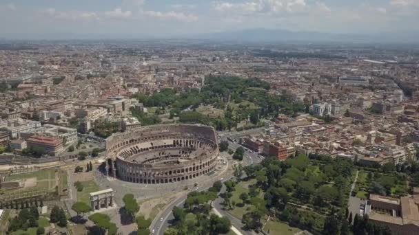 Establecimiento Plano Antena Orbital Lenta Del Coliseo Romano Roma — Vídeo de stock