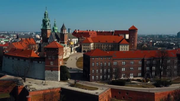 Vista Aérea Del Castillo Wawel Cracovia Polonia — Vídeos de Stock