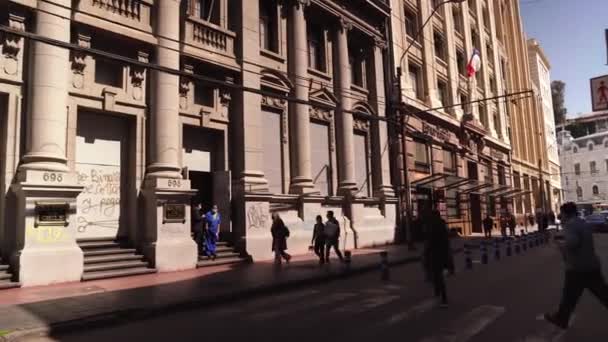 Pan Links Van Haven Administratieve Sector Van Valparaso Chili — Stockvideo