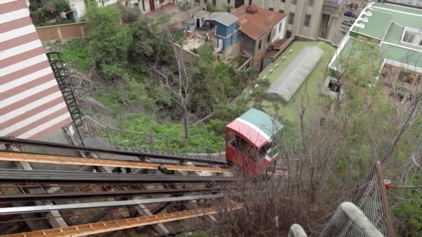 Vista Estática Trem Cabine Elevador Peral Transportador Turístico Patrimonial Cerro — Vídeo de Stock