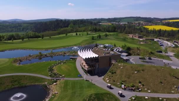 Golf Resort Kacov Czech Republic Main Building Reception Aerial Drone — Stock Video