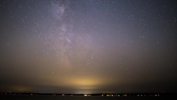 Tempo Lapso Láctea Movendo Pelo Céu Tiro Norte Michigan — Vídeo de Stock