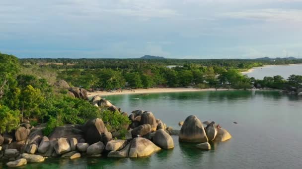 Batu Batu Besar Pantai Pantai Tanjung Tinggi Pantai Sunset Pulau — Stok Video