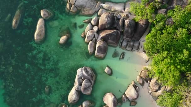 Puncak Udara Bawah Batu Batu Besar Pantai Pulau Belitung Pantai — Stok Video
