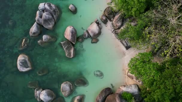 Pantai Pasir Putih Sebuah Pulau Tropis Dengan Garis Pantai Laut — Stok Video