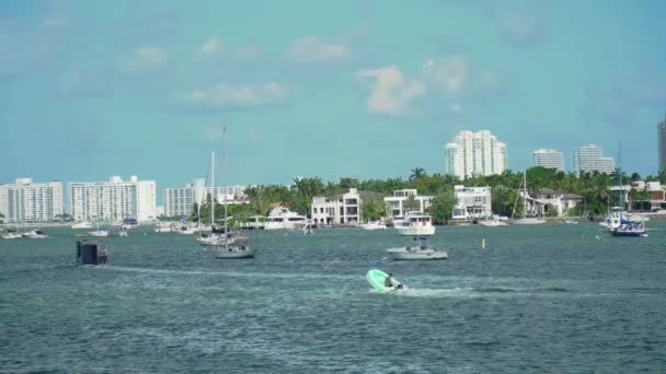 Miami Florida Egyesült Államok Kilátás Vitorlások Csónakok Marina Yacht Club — Stock videók