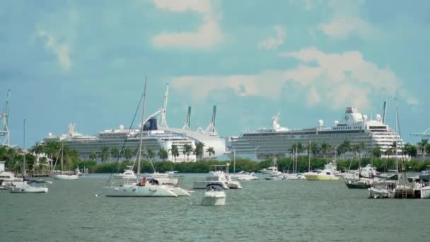 Μαϊάμι Φλόριντα Ηπα Άποψη Των Ιστιοφόρα Σκάφη Μαρίνα Του Yacht — Αρχείο Βίντεο