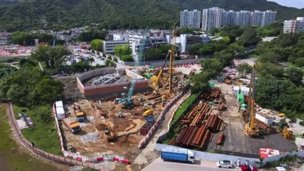 サイカン 香港の建設現場のPoiドローンビュー — ストック動画