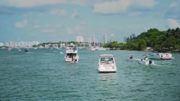米国フロリダ州マイアミ セイルボート ボート ヴェネツィア諸島とヨットクラブのマリーナの眺め — ストック動画