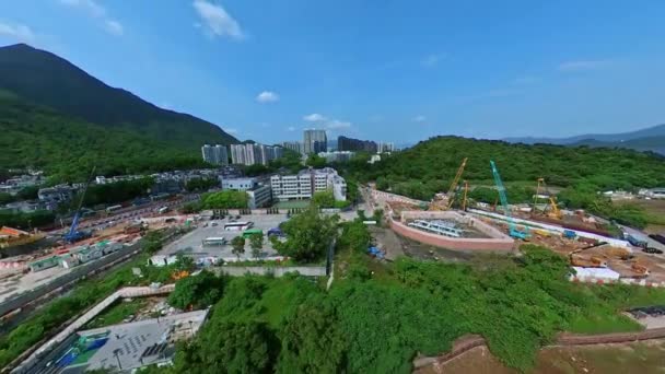 香港バプテスト神学校の空中展望とサイ ロード近くの建設 チョン ペブルズ ビーチ — ストック動画