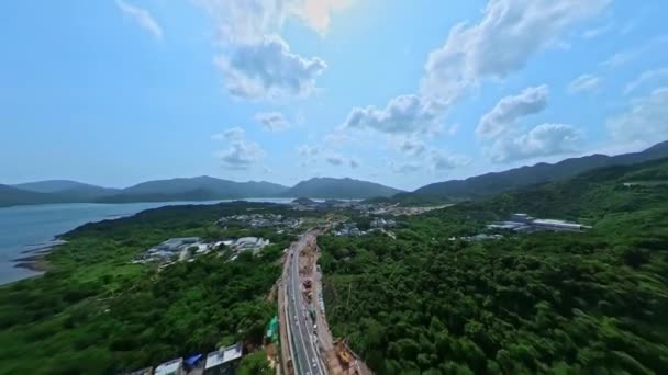Hyperlapse Sai Sha Road Ampliando Proyecto Construcción Distrito Sai Kung — Vídeos de Stock
