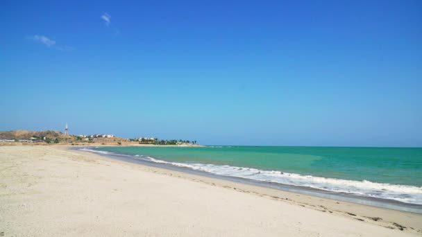 Gorgeous Zorritos Beach Tumbes Peru Sunny Day Tides Blue Emerald — Stock Video