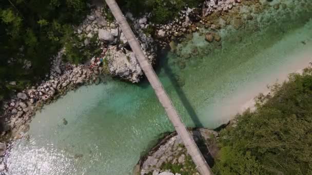 Slovenya Daki Soa Nehri Nin Güzel Insansız Hava Aracı Görüntüsü — Stok video